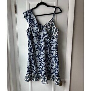 Asymmetric Blue Floral Dress